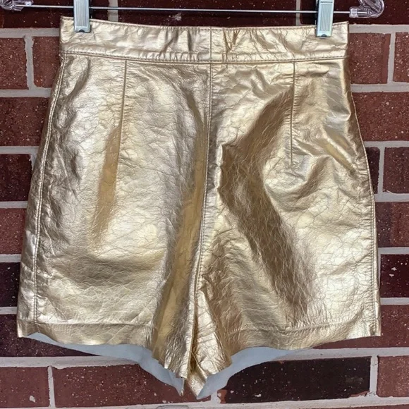 Metallic Gold Leather Shorts